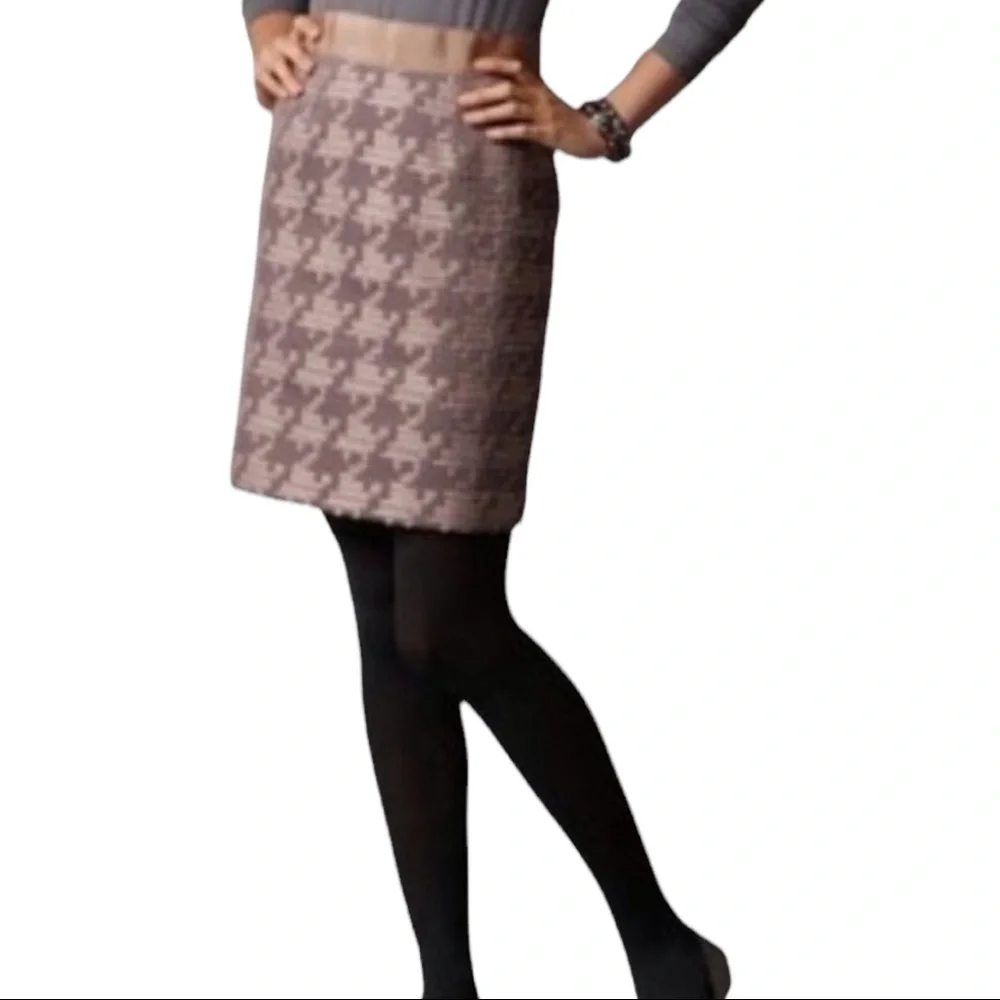 Loft Mauve Houndstooth Skirt - Picture 1 of 3